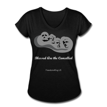 Load image into Gallery viewer, BLESSED ARE THE CANCELLED - Women&#39;s Tri-Blend V-Neck T-Shirt - black
