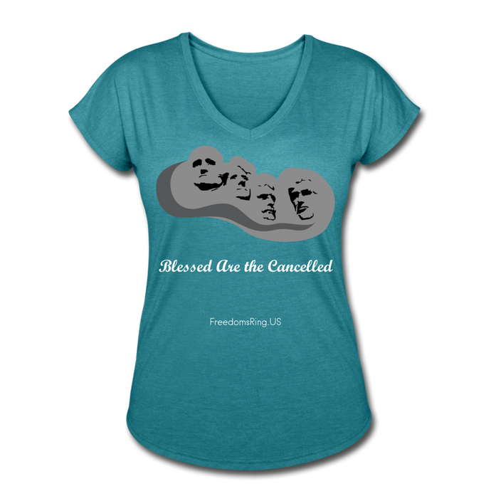 BLESSED ARE THE CANCELLED - Women's Tri-Blend V-Neck T-Shirt - heather turquoise