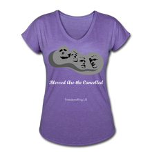 Load image into Gallery viewer, BLESSED ARE THE CANCELLED - Women&#39;s Tri-Blend V-Neck T-Shirt - purple heather
