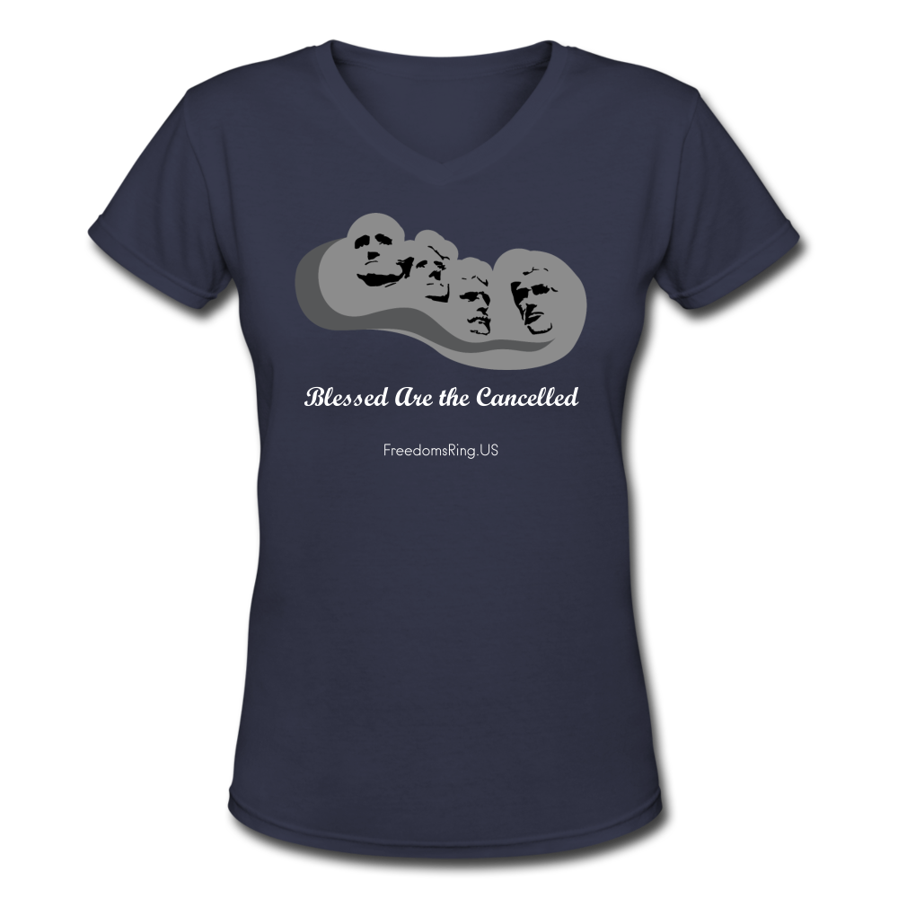 BLESSED ARE THE CANCELLED - Women's V-Neck T-Shirt - navy