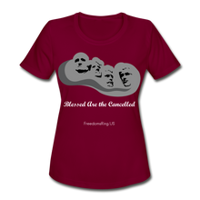 Load image into Gallery viewer, BLESSED ARE THE CANCELLED - Women&#39;s Moisture Wicking Performance T-Shirt - burgundy
