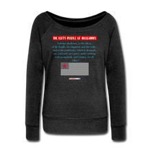 Load image into Gallery viewer, THE LEFT&#39;S PLEDGE OF ALLEGIANCE - Women&#39;s Wideneck Sweatshirt - heather black
