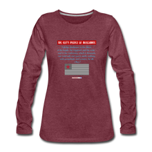 Load image into Gallery viewer, THE LEFT&#39;S PLEDGE OF ALLEGIANCE - Women&#39;s Premium Long Sleeve T-Shirt - heather burgundy
