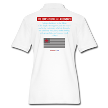 Load image into Gallery viewer, THE LEFT&#39;S PLEDGE OF ALLEGIANCE - Women&#39;s Pique Polo Shirt - white
