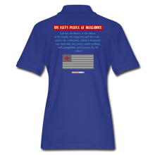 Load image into Gallery viewer, THE LEFT&#39;S PLEDGE OF ALLEGIANCE - Women&#39;s Pique Polo Shirt - royal blue
