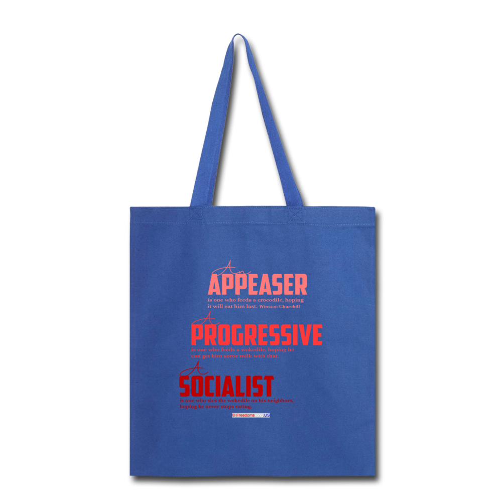 STOP FEEDING  THE WOKEDILE! - Two-Sided Printing on Tote Bag - royal blue