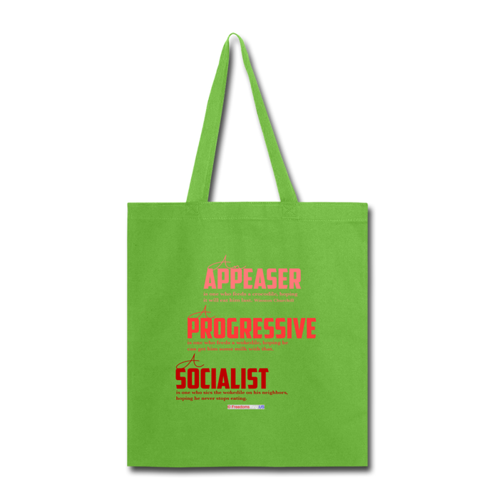 STOP FEEDING  THE WOKEDILE! - Two-Sided Printing on Tote Bag - lime green