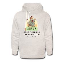 Load image into Gallery viewer, STOP FEEDING THE WOKEDILE! - Two-Sided Printing on Shawl Collar Hoodie - heather oatmeal
