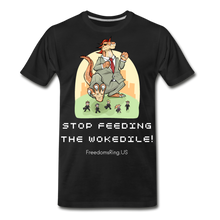 Load image into Gallery viewer, STOP FEEDING THE WOKEDILE! - Two-Sided Printing on Men&#39;s Premium T-Shirt - black
