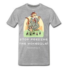 Load image into Gallery viewer, STOP FEEDING THE WOKEDILE! - Two-Sided Printing on Men&#39;s Premium T-Shirt - heather gray
