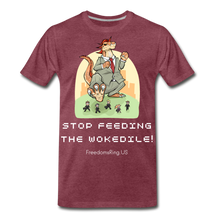 Load image into Gallery viewer, STOP FEEDING THE WOKEDILE! - Two-Sided Printing on Men&#39;s Premium T-Shirt - heather burgundy
