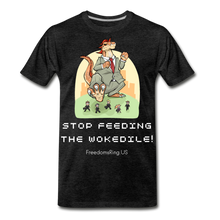 Load image into Gallery viewer, STOP FEEDING THE WOKEDILE! - Two-Sided Printing on Men&#39;s Premium T-Shirt - charcoal gray
