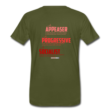 Load image into Gallery viewer, STOP FEEDING THE WOKEDILE! - Two-Sided Printing on Men&#39;s Premium T-Shirt - olive green
