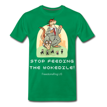 Load image into Gallery viewer, STOP FEEDING THE WOKEDILE! - Two-Sided Printing on Men&#39;s Premium T-Shirt - kelly green
