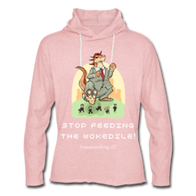 Load image into Gallery viewer, STOP FEEDING THE WOKEDILE! - Two-Sided Printing on Unisex Lightweight Terry Hoodie - cream heather pink
