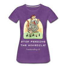 Load image into Gallery viewer, STOP FEEDING THE WOKEDILE! - Two-Sided Printing on Women’s Premium T-Shirt - purple
