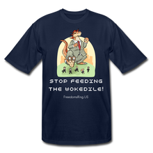 Load image into Gallery viewer, STOP FEEDING THE WOKEDILE! - Two-Sided Printing on Men&#39;s Tall T-Shirt - navy
