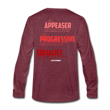 Load image into Gallery viewer, STOP FEEDING THE WOKEDILE! - Two-Sided Printing on Men&#39;s Premium Long Sleeve Shirt - heather burgundy
