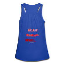 Load image into Gallery viewer, STOP FEEDING  THE WOKEDILE! - Two-Sided Printing on Women&#39;s Flowy Tank Top by Bella - royal blue
