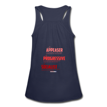 Load image into Gallery viewer, STOP FEEDING  THE WOKEDILE! - Two-Sided Printing on Women&#39;s Flowy Tank Top by Bella - navy
