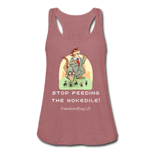 Load image into Gallery viewer, STOP FEEDING  THE WOKEDILE! - Two-Sided Printing on Women&#39;s Flowy Tank Top by Bella - mauve
