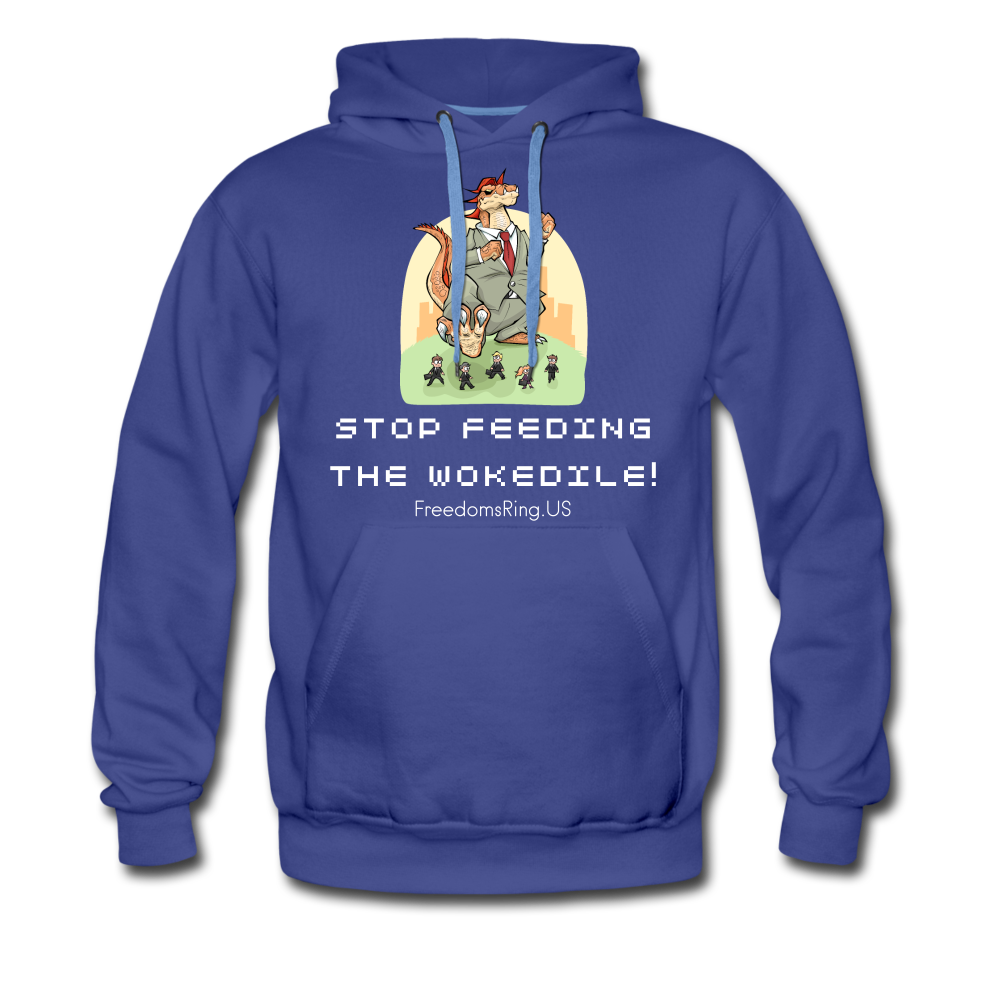 STOP FEEDING THE WOKEDILE! - Two-Sided Printing on Men’s Premium Hoodie - royalblue