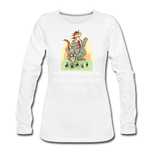 Load image into Gallery viewer, STOP FEEDING  THE WOKEDILE! - Two-Sided Printing on Women&#39;s Premium Long Sleeve T-Shirt - white text - white
