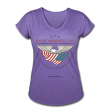 Load image into Gallery viewer, MEMORIAL DAY - Women&#39;s Tri-Blend V-Neck T-Shirt - purple heather
