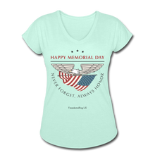 Load image into Gallery viewer, MEMORIAL DAY - Women&#39;s Tri-Blend V-Neck T-Shirt - mint
