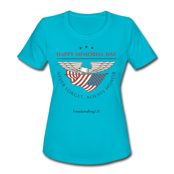 MEMORIAL DAY - Women's Moisture Wicking Performance T-Shirt - turquoise