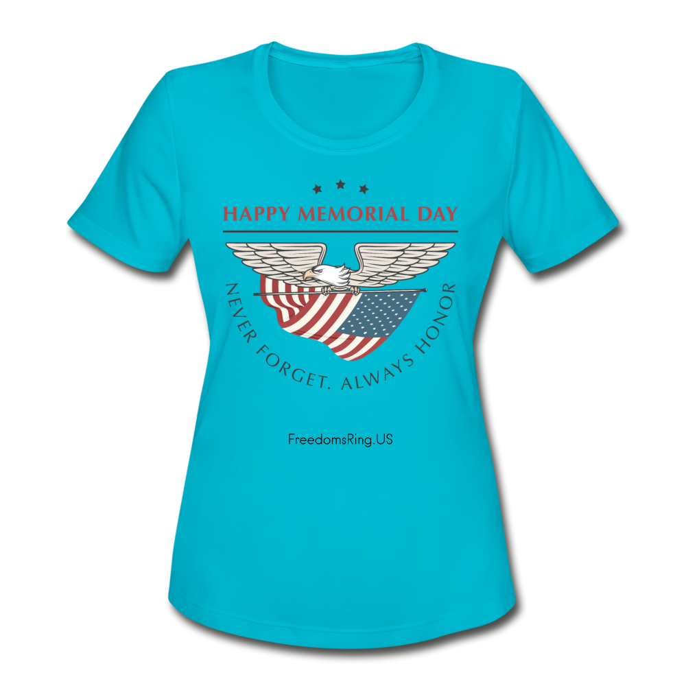 MEMORIAL DAY - Women's Moisture Wicking Performance T-Shirt - turquoise