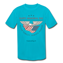 Load image into Gallery viewer, MEMORIAL DAY - Kids&#39; Moisture Wicking Performance T-Shirt - turquoise
