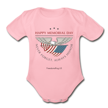 Load image into Gallery viewer, MEMORIAL DAY - Organic Short Sleeve Baby Bodysuit - light pink
