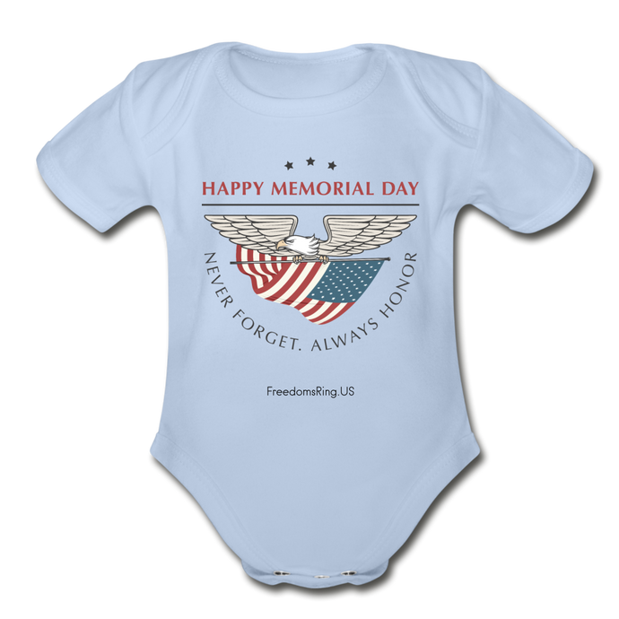 MEMORIAL DAY - Organic Short Sleeve Baby Bodysuit - sky