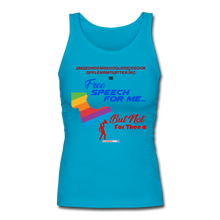 Load image into Gallery viewer, FREE SPEECH FOR ME, BUT NOT FOR THEE - Women&#39;s Longer Length Fitted Tank - turquoise
