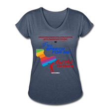 Load image into Gallery viewer, FREE SPEECH FOR ME, BUT NOT FOR THEE - Women&#39;s Tri-Blend V-Neck T-Shirt - navy heather
