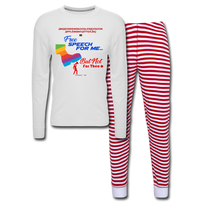 FREE SPEECH FOR ME, BUT NOT FOR THEE - Unisex Pajama Set - white/red stripe