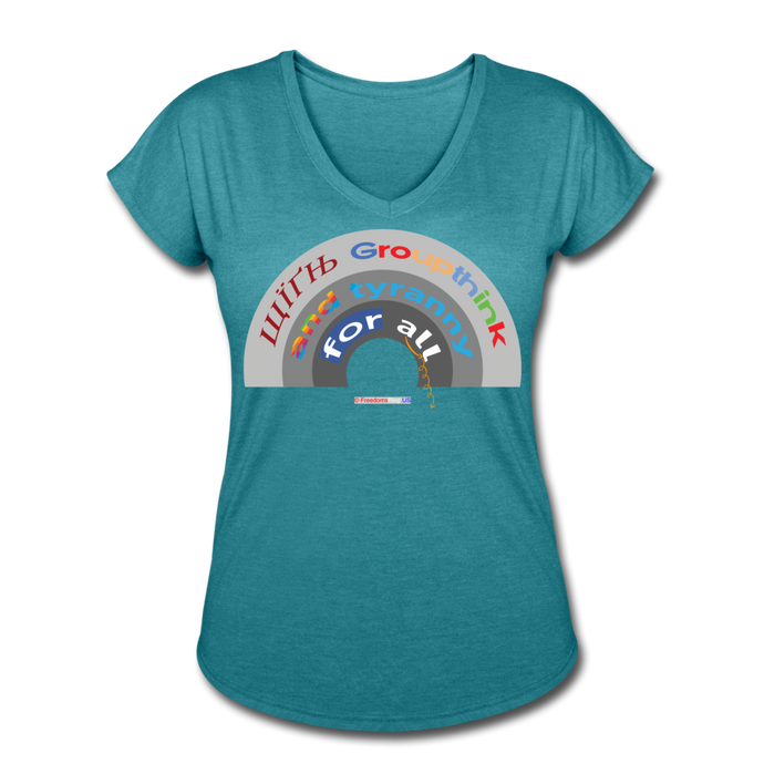 GROUPTHINK RAINBOW - Women's Tri-Blend V-Neck T-Shirt - heather turquoise