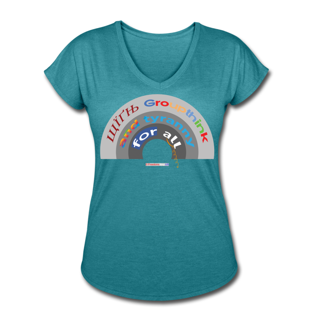 GROUPTHINK RAINBOW - Women's Tri-Blend V-Neck T-Shirt - heather turquoise