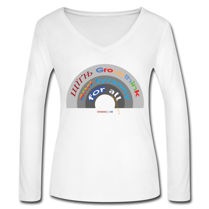 GROUPTHINK RAINBOW - Women’s Long Sleeve  V-Neck Flowy Tee - white