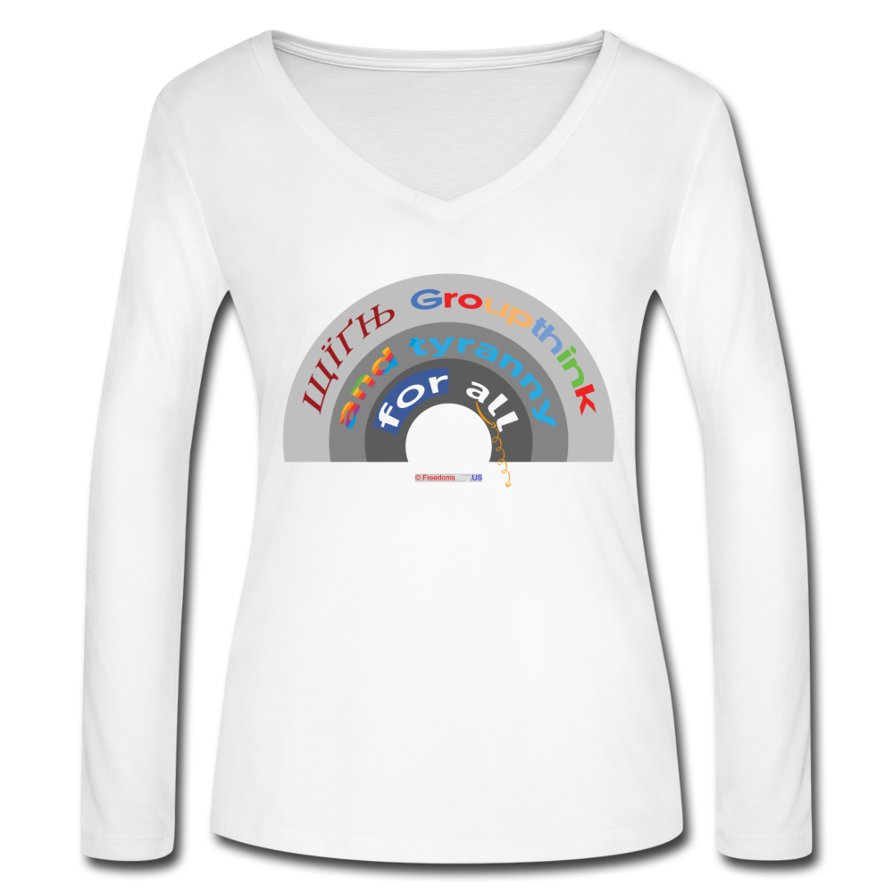 GROUPTHINK RAINBOW - Women’s Long Sleeve  V-Neck Flowy Tee - white