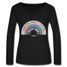 Load image into Gallery viewer, GROUPTHINK RAINBOW - Women’s Long Sleeve  V-Neck Flowy Tee - black
