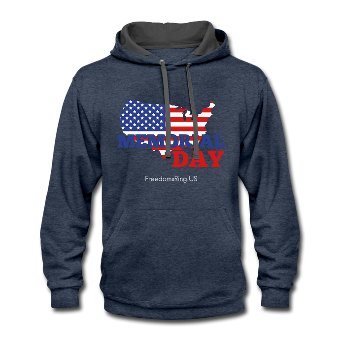 MEMORIAL DAY US FLAG - Contrast Hoodie - indigo heather/asphalt