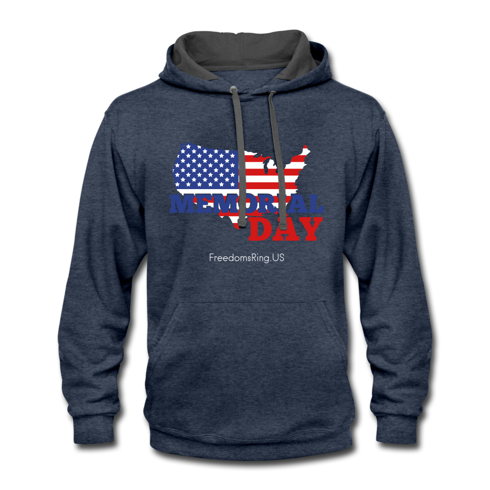 MEMORIAL DAY US FLAG - Contrast Hoodie - indigo heather/asphalt