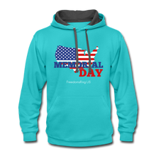 Load image into Gallery viewer, MEMORIAL DAY US FLAG - Contrast Hoodie - scuba blue/asphalt
