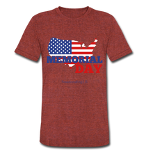 Load image into Gallery viewer, MEMORIAL DAY US FLAG - Unisex Tri-Blend T-Shirt - heather cranberry
