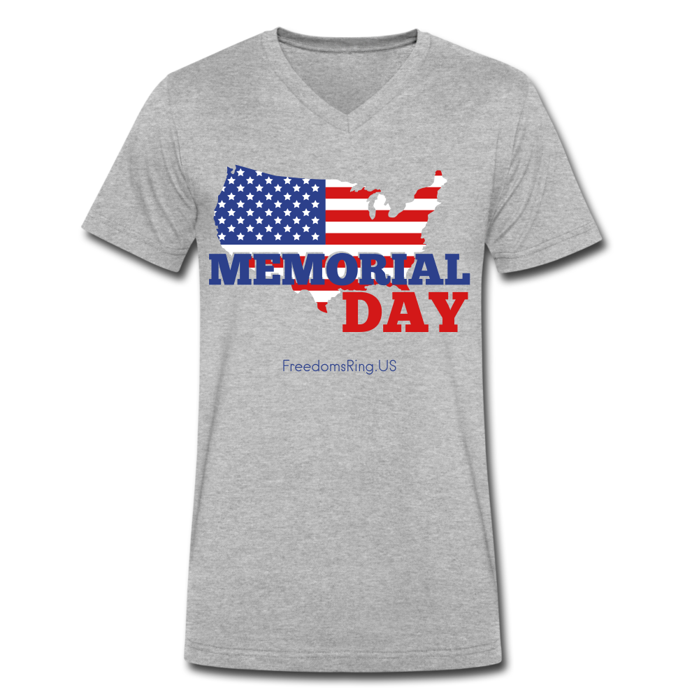 MEMORIAL DAY US FLAG - Men's V-Neck T-Shirt - heather gray