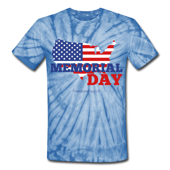 MEMORIAL DAY US FLAG - Unisex Tie Dye T-Shirt - spider baby blue