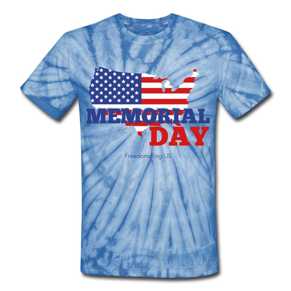 MEMORIAL DAY US FLAG - Unisex Tie Dye T-Shirt - spider baby blue