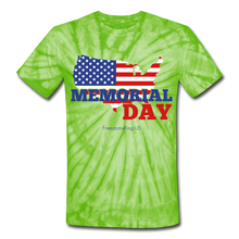 Load image into Gallery viewer, MEMORIAL DAY US FLAG - Unisex Tie Dye T-Shirt - spider lime green
